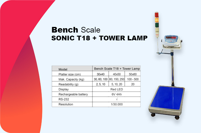 TIMBANGAN BENCH SCALE T18 TOWER LAMP